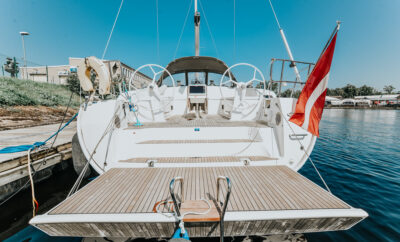 On yacht in the center of Riga. The route takes 2 hours.