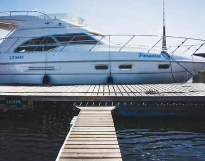 On yacht from the center of Riga to the sea. The route takes 3 hours.