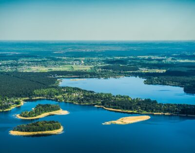 By yacht from the center of Riga to Lake Baltezers. The route takes 4 hours.